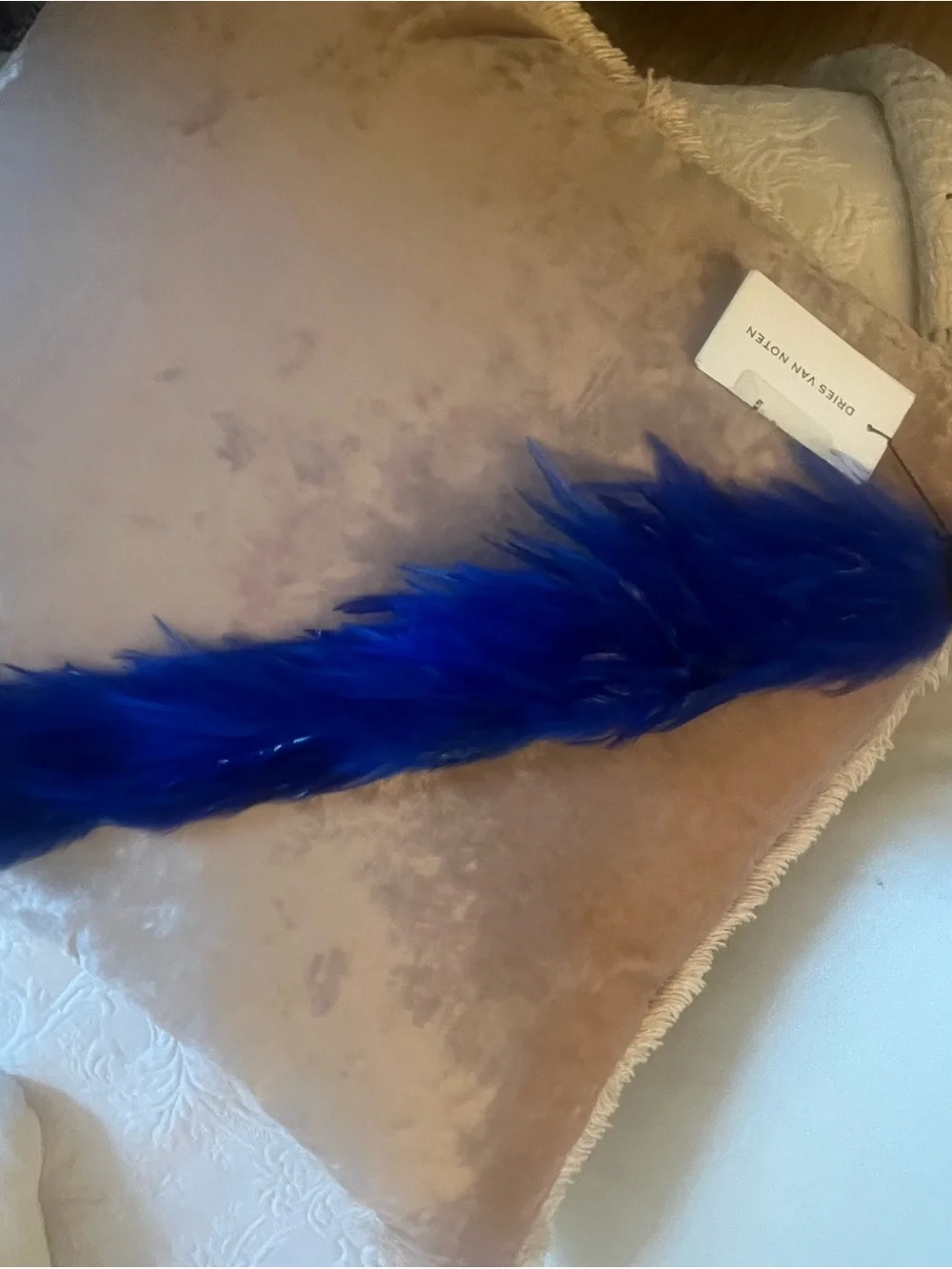 Dries Van Noten Cobalt Blue Feather Belt - Sz Medium NWT